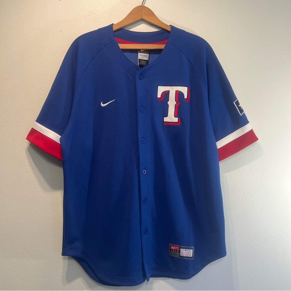 Texas Rangers MLB Baseball Jersey Sewn Authentic Nike Team S Vintage Blue Rare